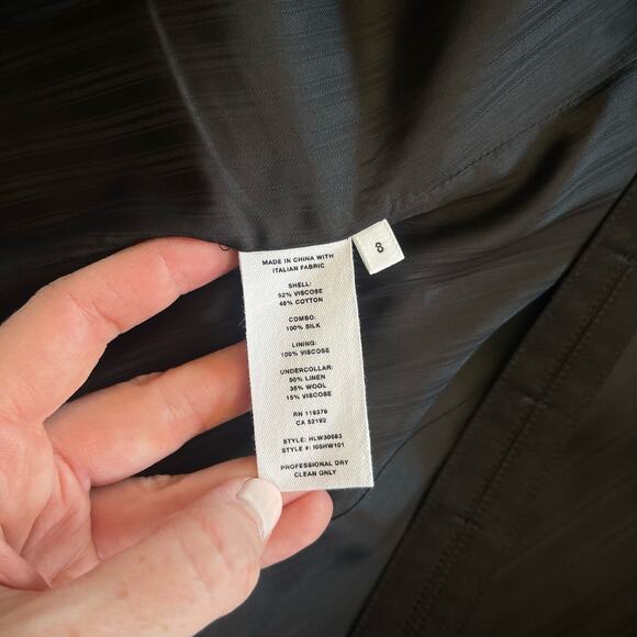 Helmut Lang Shiny Lapel One Button Canvas Tux Blazer Black Size 8 Classic Chic - Picture 16 of 16